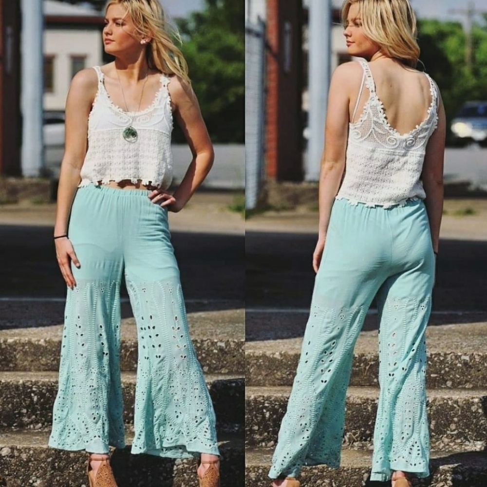 ⭐SALE!⭐New USA Made Turquoise Eyelet Pants